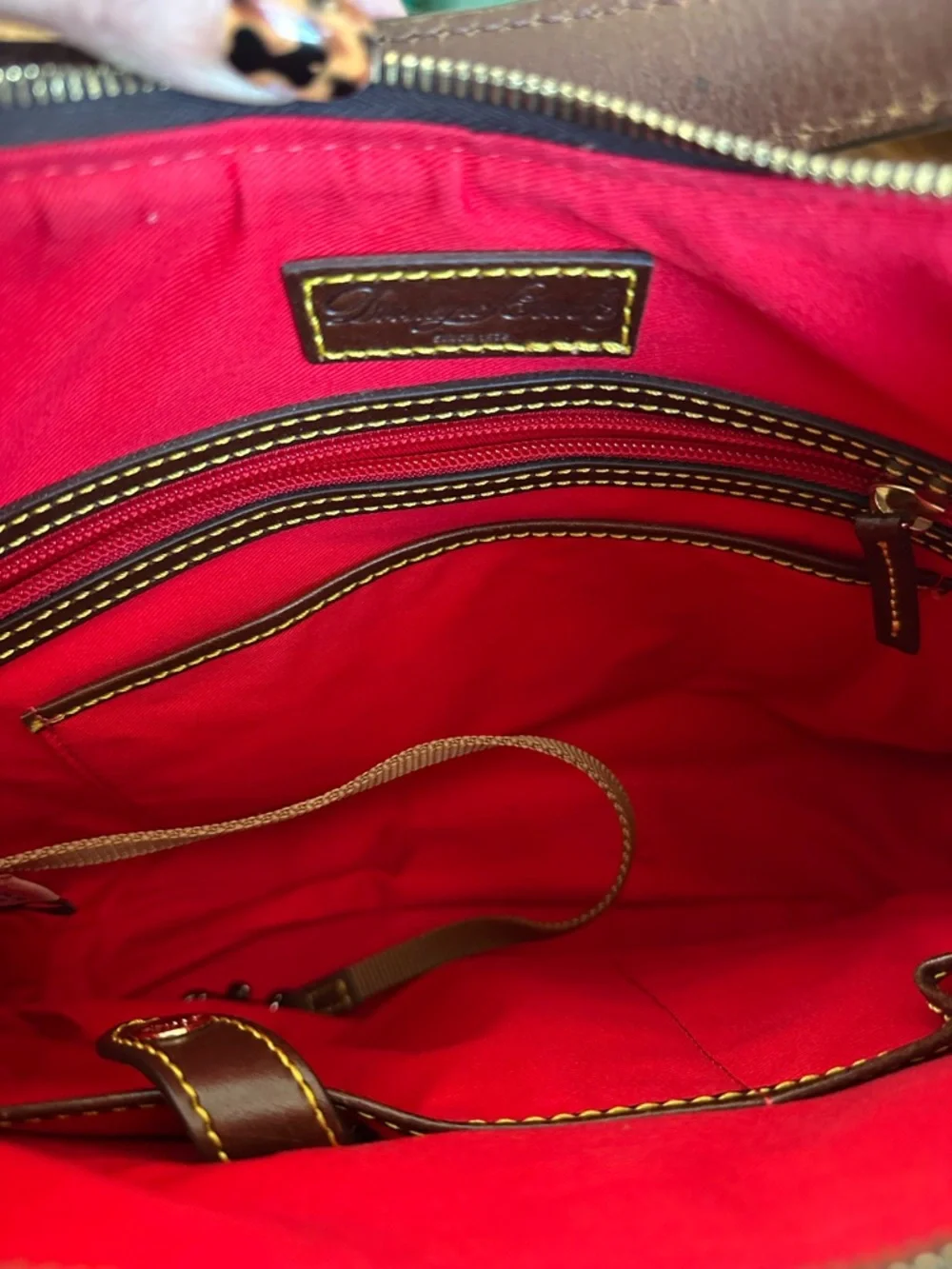 Dooney & Bourke Pebbled Leather Shoulder Bag Brown Tan Hobo Lock Logo Purse $398 - Picture 7 of 9